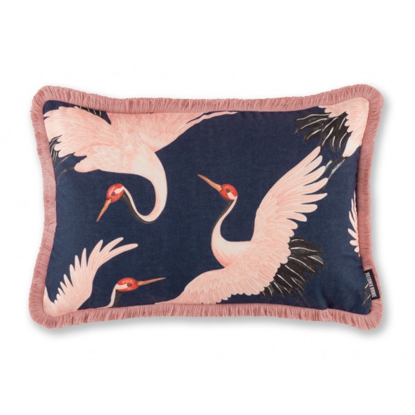 Paloma Home Filled Cushion Navy Oriental Birds